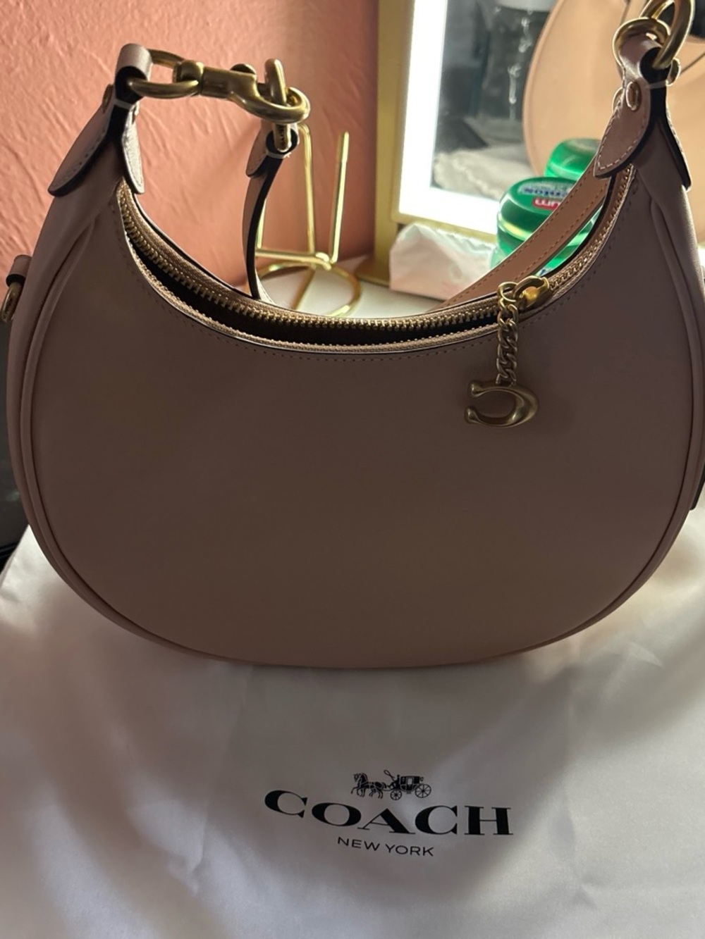 Coach Crescent Shoulder Bag in Dusty Rose